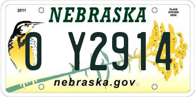 NE license plate 0Y2914