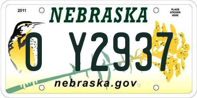NE license plate 0Y2937
