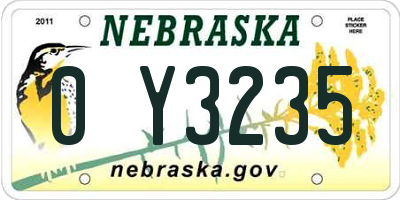 NE license plate 0Y3235