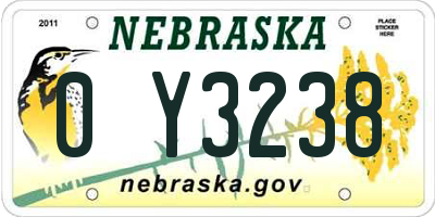 NE license plate 0Y3238