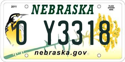 NE license plate 0Y3318