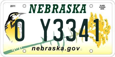 NE license plate 0Y3341