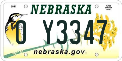 NE license plate 0Y3347