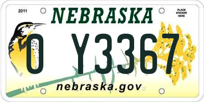 NE license plate 0Y3367