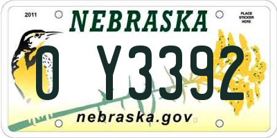 NE license plate 0Y3392