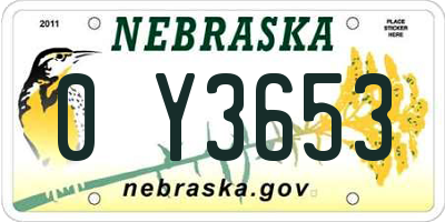 NE license plate 0Y3653