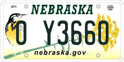NE license plate 0Y3660