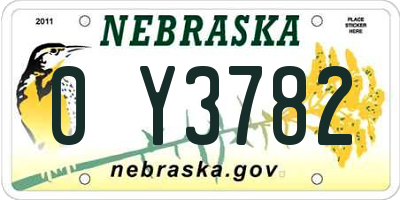 NE license plate 0Y3782