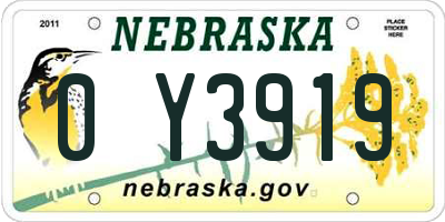 NE license plate 0Y3919