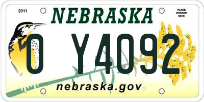 NE license plate 0Y4092