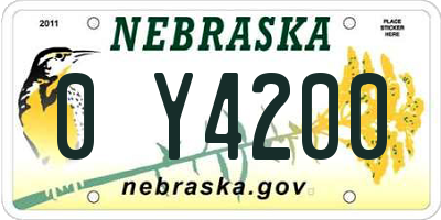 NE license plate 0Y4200