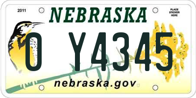 NE license plate 0Y4345