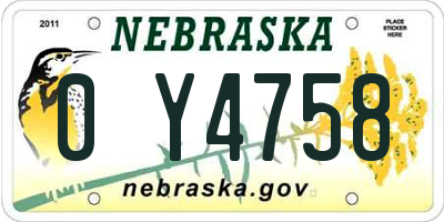 NE license plate 0Y4758