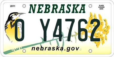 NE license plate 0Y4762