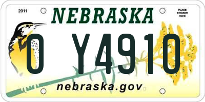 NE license plate 0Y4910
