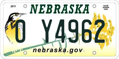 NE license plate 0Y4962