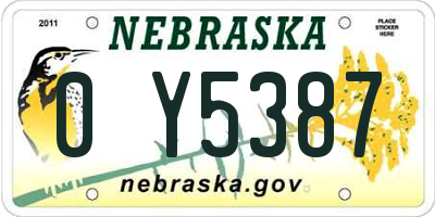 NE license plate 0Y5387