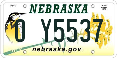 NE license plate 0Y5537