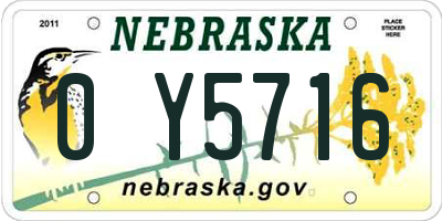 NE license plate 0Y5716