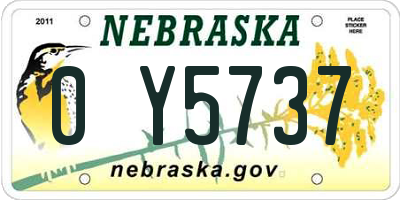NE license plate 0Y5737