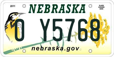NE license plate 0Y5768