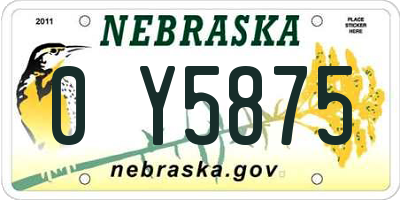 NE license plate 0Y5875