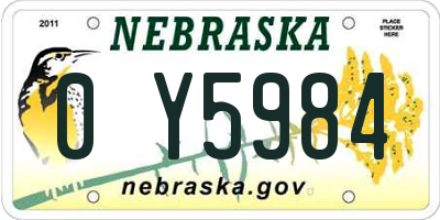 NE license plate 0Y5984