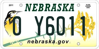 NE license plate 0Y6011