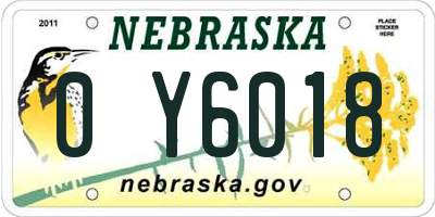 NE license plate 0Y6018