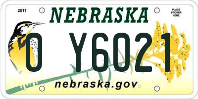 NE license plate 0Y6021