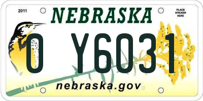 NE license plate 0Y6031