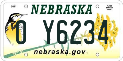 NE license plate 0Y6234