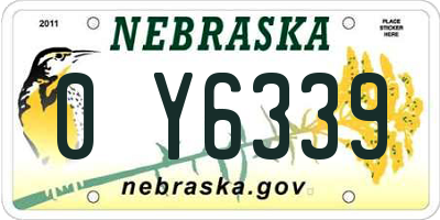 NE license plate 0Y6339