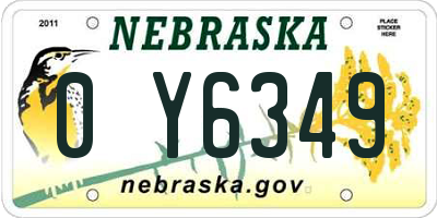 NE license plate 0Y6349