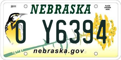 NE license plate 0Y6394