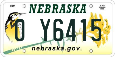 NE license plate 0Y6415