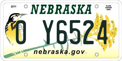 NE license plate 0Y6524