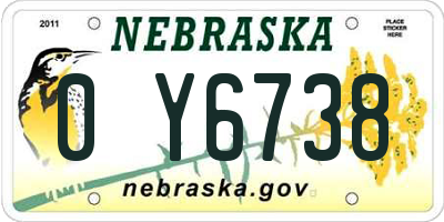 NE license plate 0Y6738