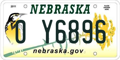 NE license plate 0Y6896