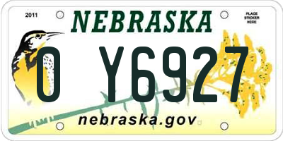 NE license plate 0Y6927