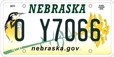 NE license plate 0Y7066