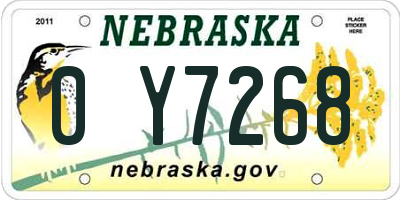 NE license plate 0Y7268
