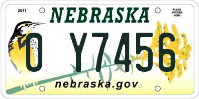 NE license plate 0Y7456