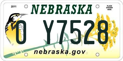 NE license plate 0Y7528