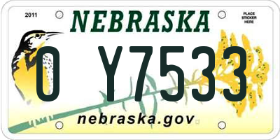 NE license plate 0Y7533