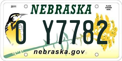 NE license plate 0Y7782