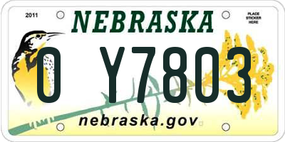 NE license plate 0Y7803