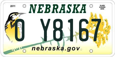 NE license plate 0Y8167