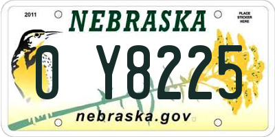 NE license plate 0Y8225