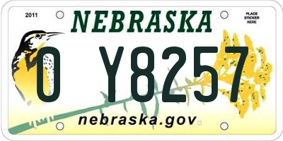 NE license plate 0Y8257